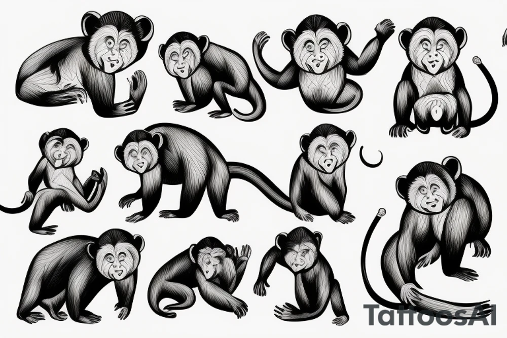 monkey wrestling with bear tattoo idea