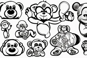 monkey next to a teddy bear tattoo idea