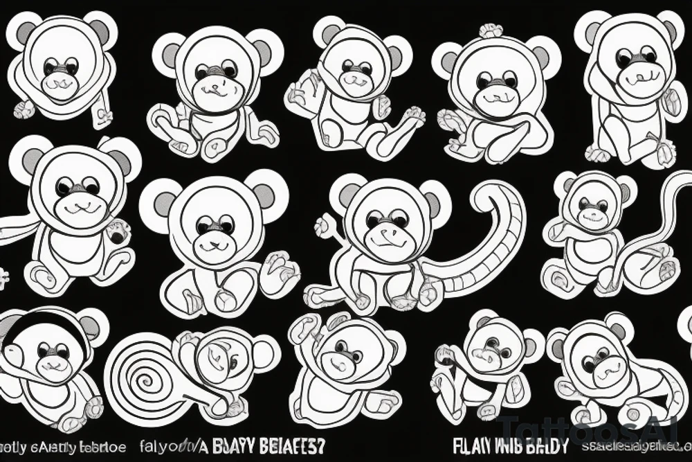 monkey next to a teddy bear tattoo idea