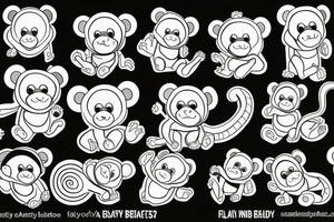 monkey next to a teddy bear tattoo idea