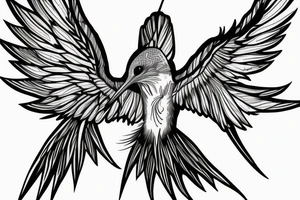 Medium Long tail hummingbird with big wings for man tattoo idea