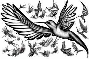 Medium Long tail hummingbird with big wings for man tattoo idea