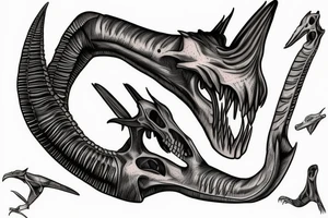 Quetzalcoatlus skull on forearms tattoo idea