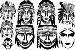 One line Native American Face tattoo idea