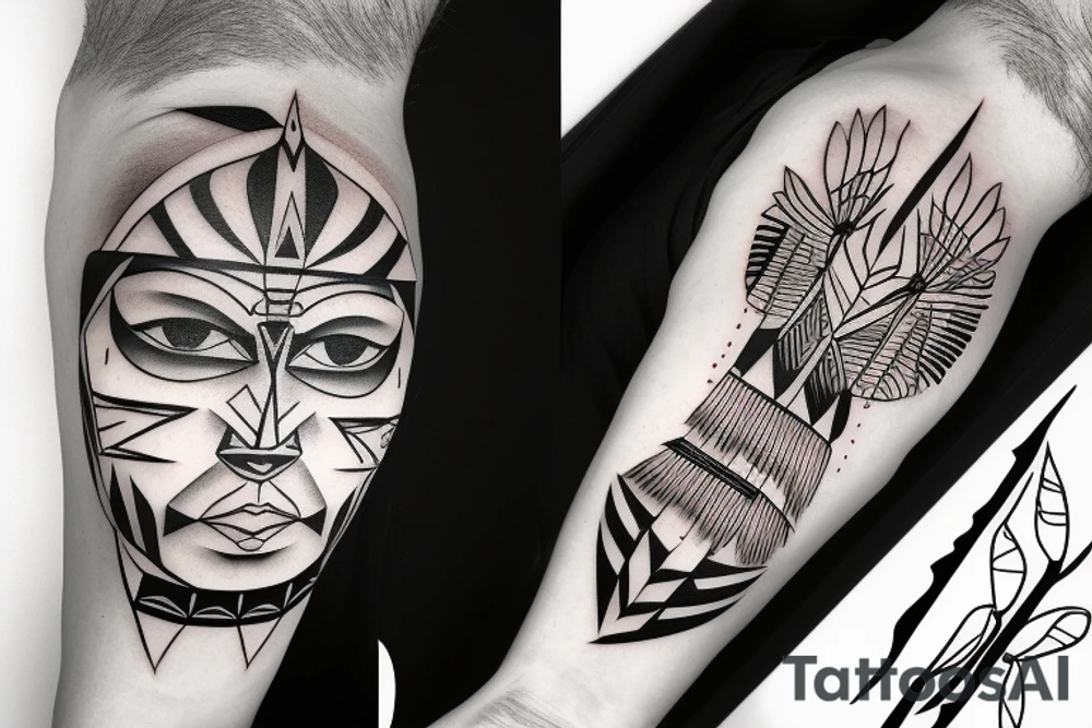 One line Native American Face tattoo idea
