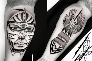 One line Native American Face tattoo idea
