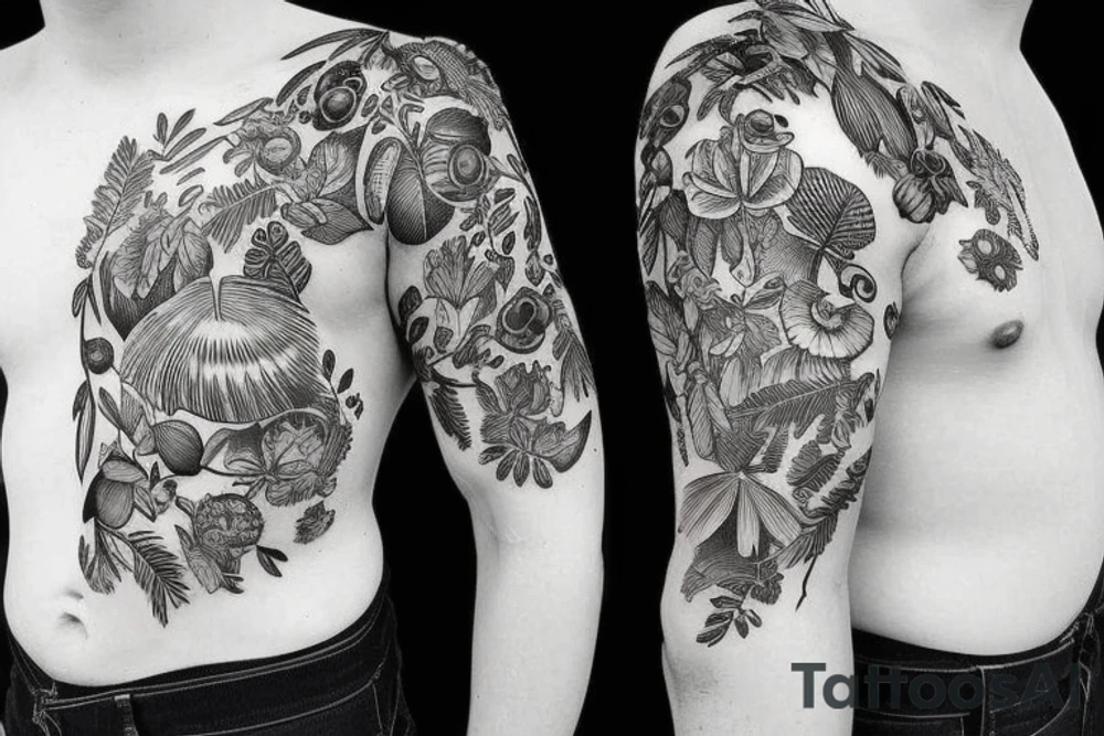 Anthropology and evolution with plants tattoo idea