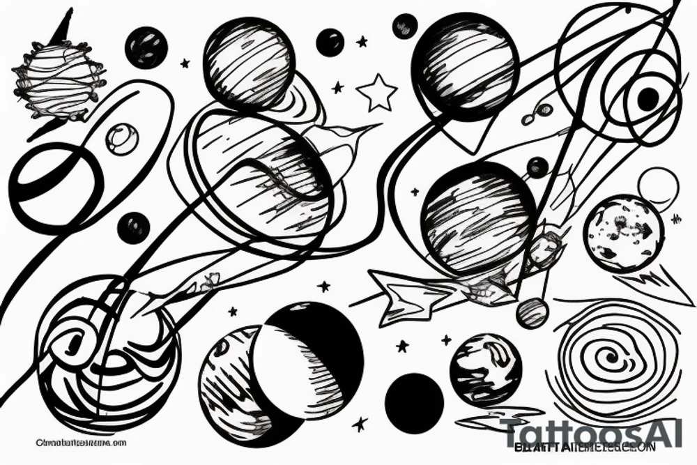 three planets in the same orbit sharing one line tattoo idea