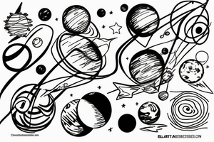 three planets in the same orbit sharing one line tattoo idea