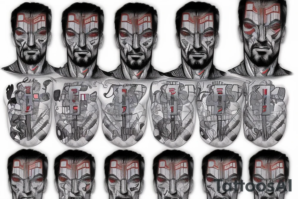 Half Superman Half Dr Strange with binary code tattoo idea