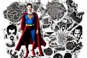 Half Superman Half Dr Strange with a split down the middle and the mind in fragments. "That Others May Live" tattoo idea