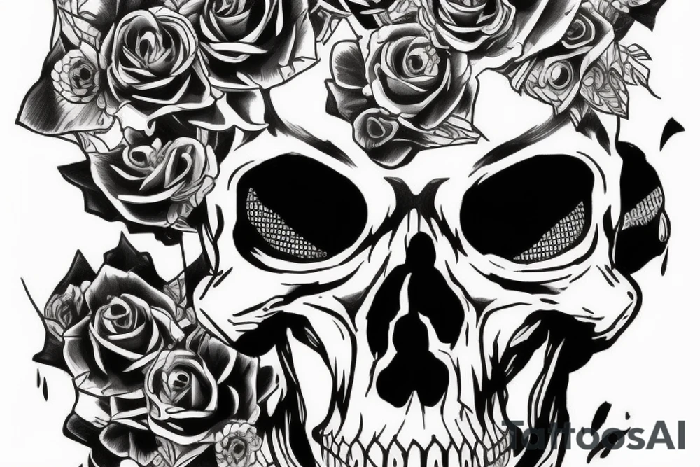 Cyber skull with punk hear tattoo idea