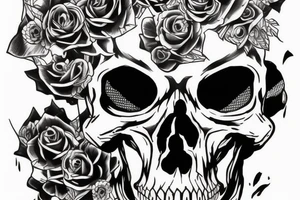 Cyber skull with punk hear tattoo idea