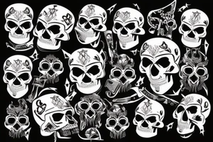 Cyber skull with punk hear tattoo idea