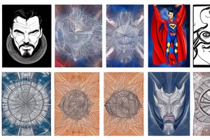 Half Superman Half Dr Strange with a split down the middle and the mind in fractals. tattoo idea