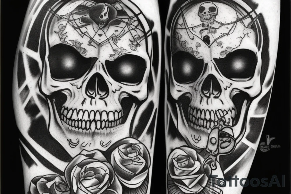 Cyber skull with punk hear tattoo idea