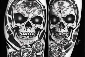 Cyber skull with punk hear tattoo idea