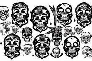 Cyber skull with punk hear tattoo idea