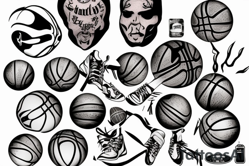 Basket ball under the crown tattoo idea