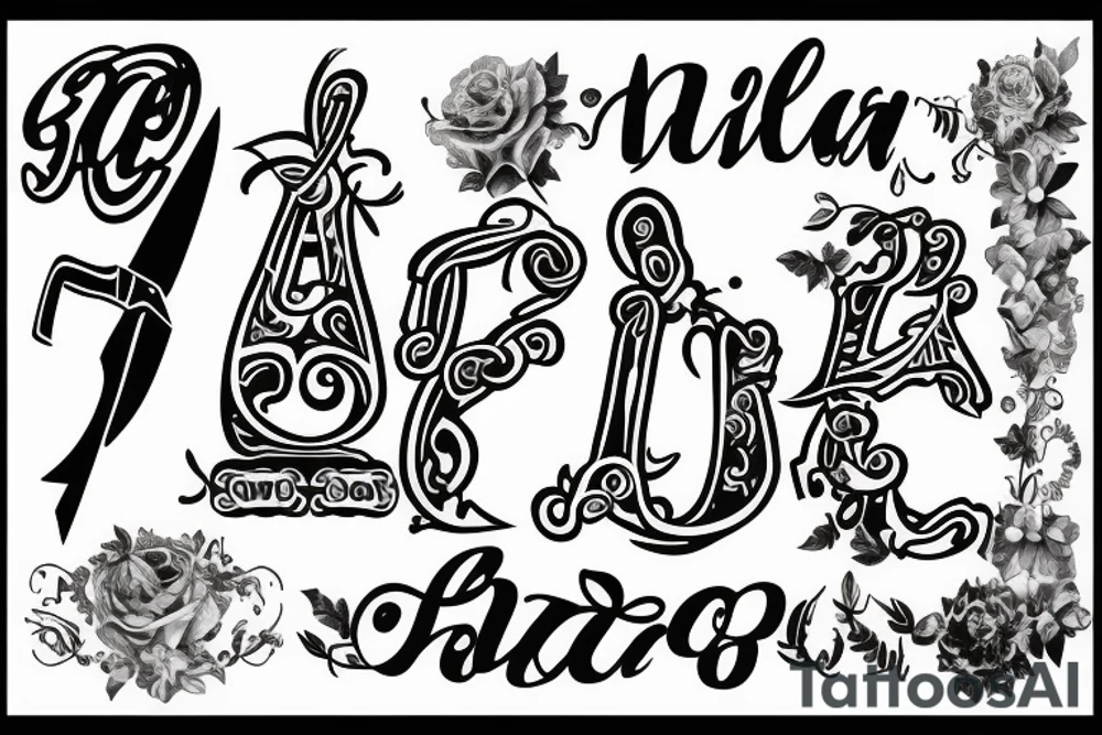 name alba with scissors tattoo idea