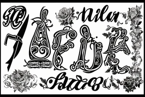 name alba with scissors tattoo idea