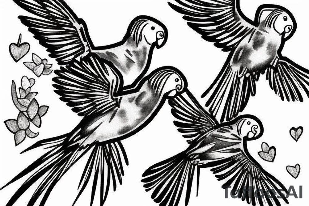 2 parakeets in flight tattoo idea