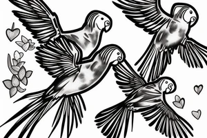 2 parakeets in flight tattoo idea