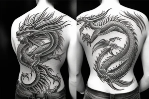 dragon turn around moon and sun tattoo idea