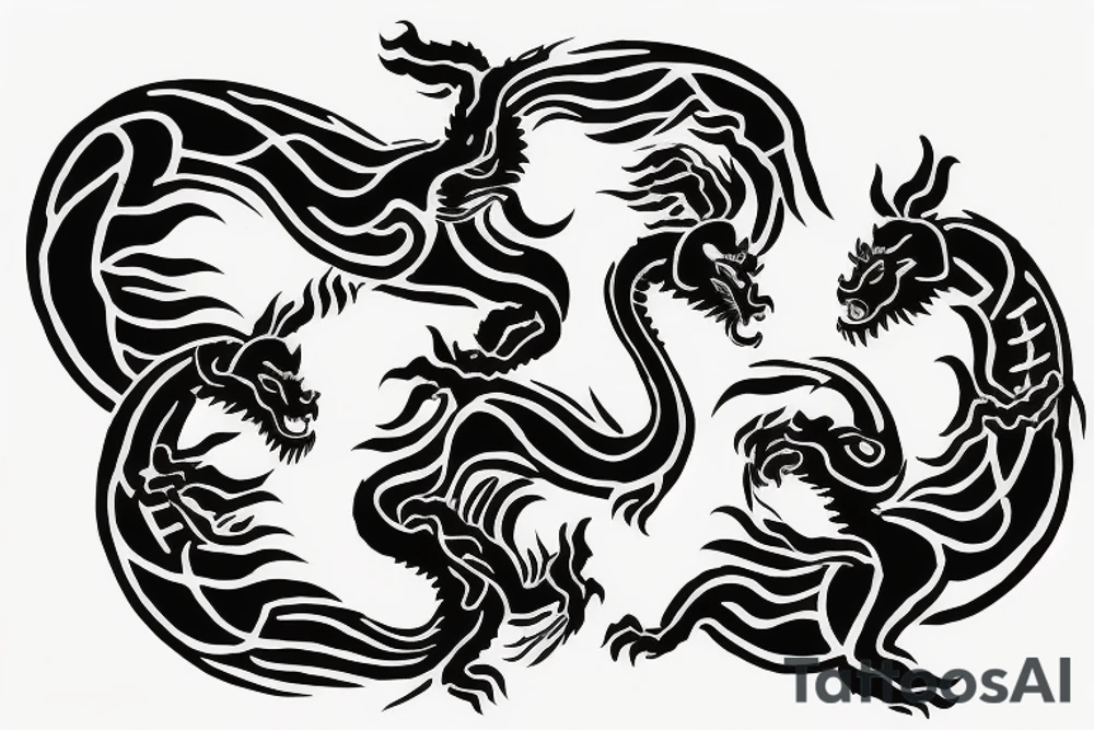 Gemini sign made from 2 chinese dragons tattoo idea