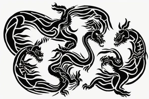 Gemini sign made from 2 chinese dragons tattoo idea