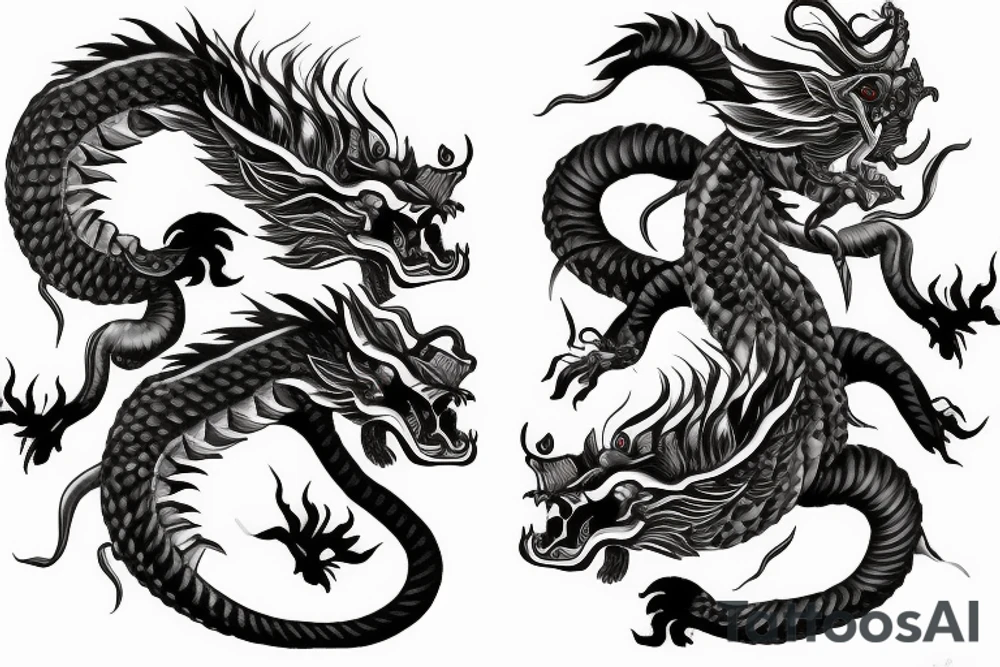 Gemini twins made from 2 chinese dragons inj janj tattoo idea