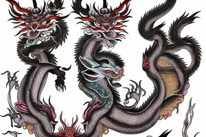 Gemini twins made from 2 chinese dragons inj janj tattoo idea