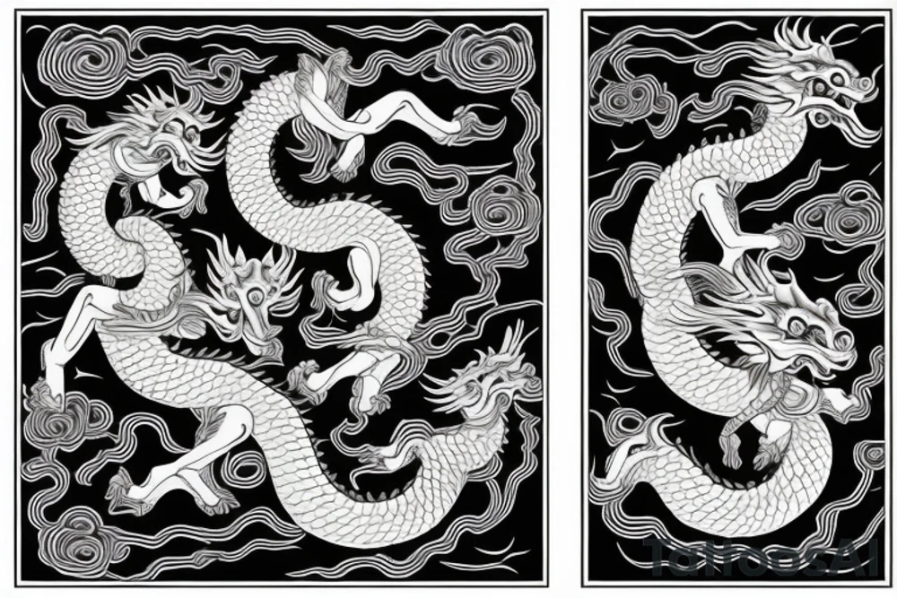 Gemini twins made from 2 chinese dragons inj janj tattoo idea