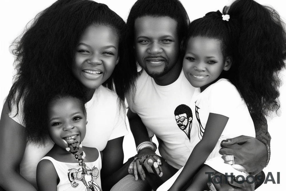 Black Daddy with two daughters one is about 5 years old the other is under a year tattoo idea