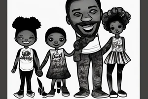 Black Daddy with two daughters one is about 5 years old the other is under a year tattoo idea