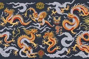 Gemini horoscopw made from 2 chinese dragons and number 13 tattoo idea