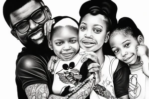 Black Daddy with two daughters one is about 5 years old the other is under a year tattoo idea