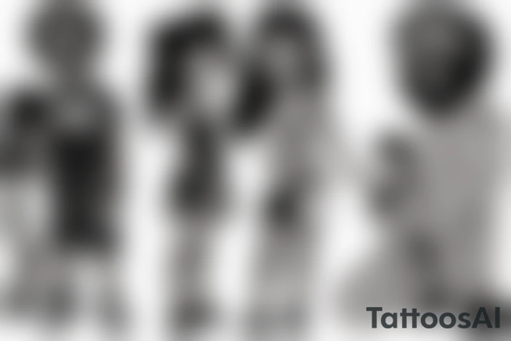 Black Daddy with two daughters one is about 5 years old the other is under a year tattoo idea