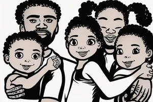 Black Dad holding two daughters one is about 5 years old the other is under a year tattoo idea