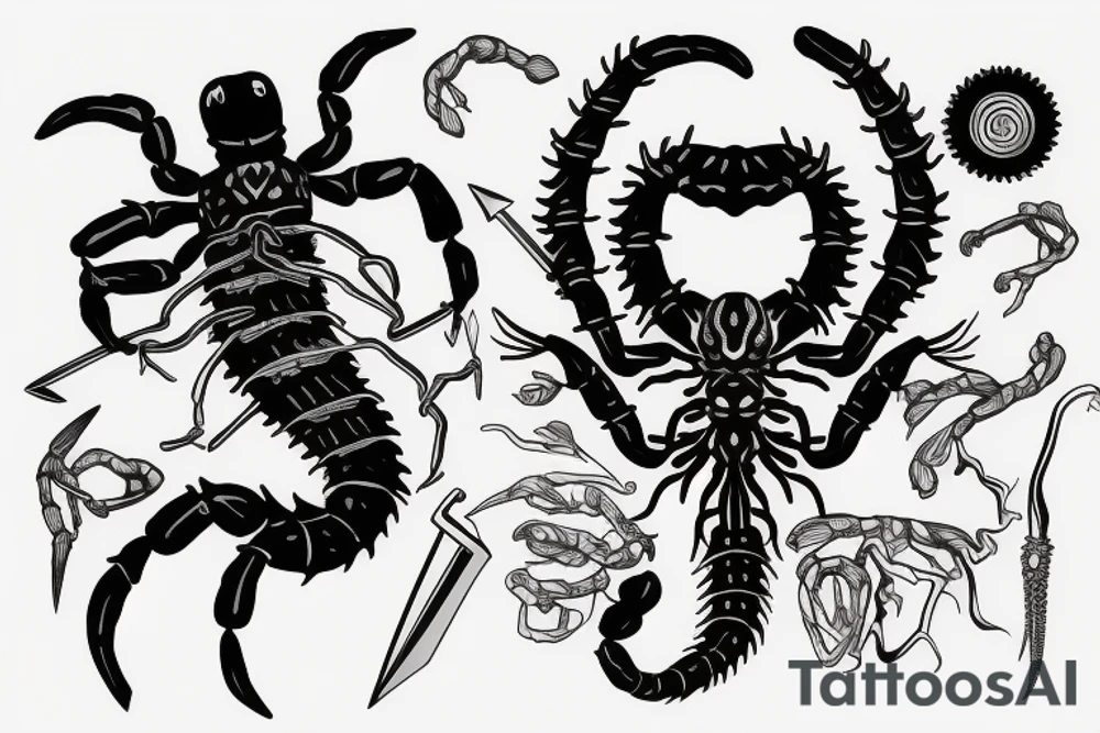 Scorpion stabbing a heart tattoo idea