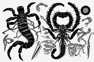 Scorpion stabbing a heart tattoo idea