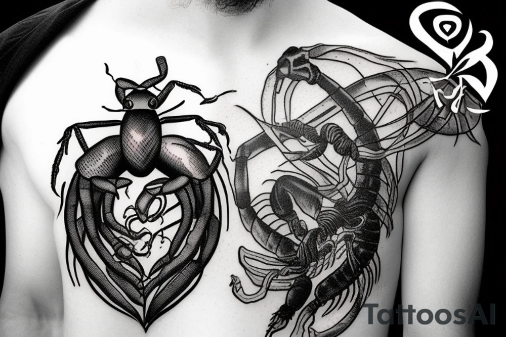 Scorpion stabbing a real heart tattoo idea