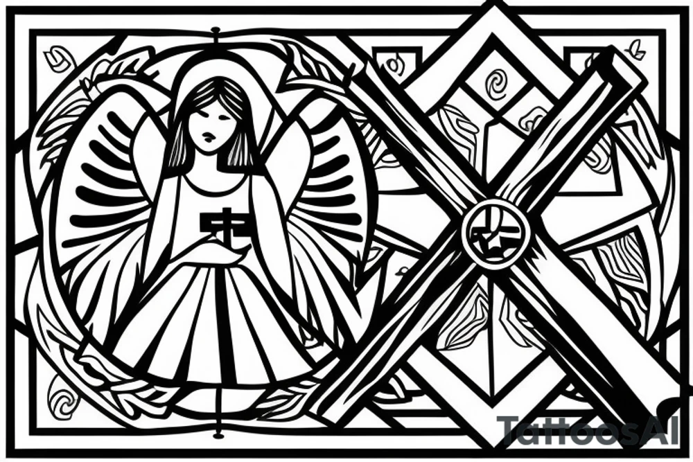 Angel holding a cross tattoo idea