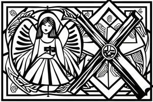 Angel holding a cross tattoo idea