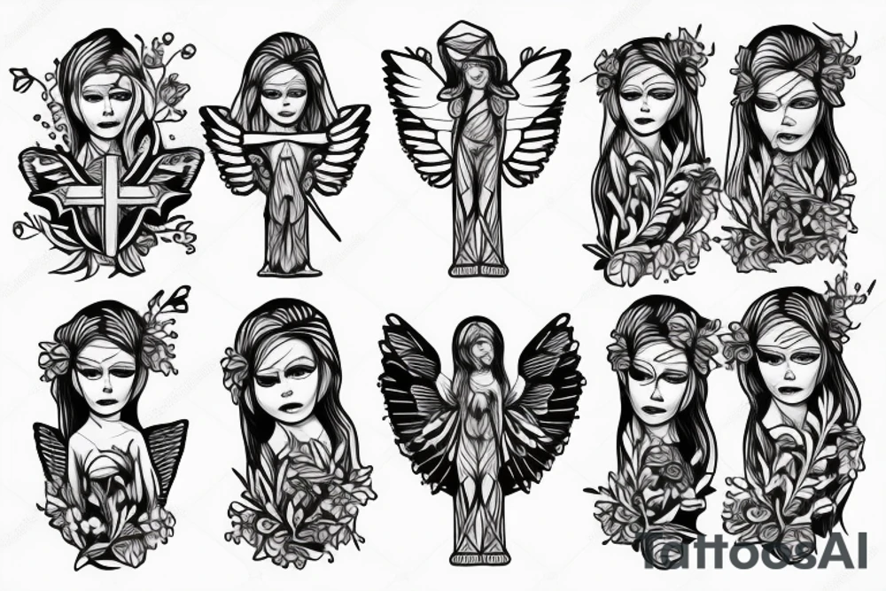Angel holding a cross tattoo idea