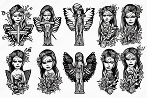 Angel holding a cross tattoo idea