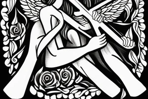 Angel holding a cross tattoo idea