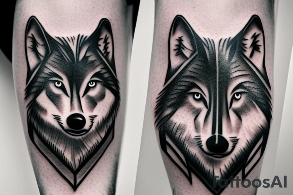 wolf intimidating look tattoo idea