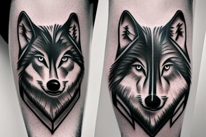 wolf intimidating look tattoo idea