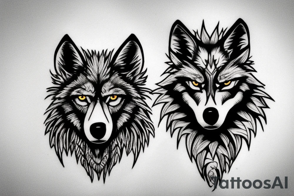 wolf intimidating look tattoo idea